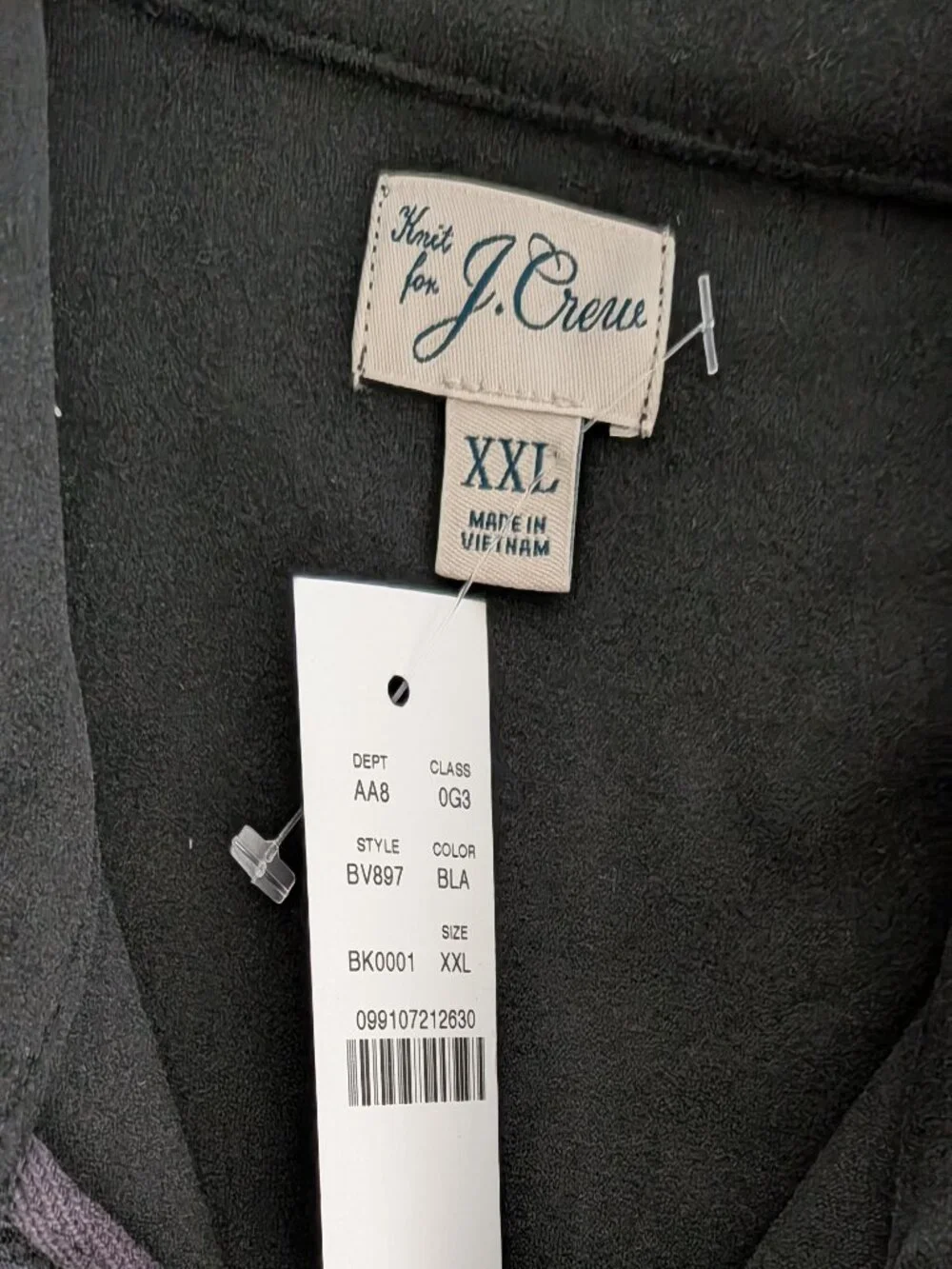 NWT J.Crew XXL Black Quarter Zip Fleece Pullover Sweater